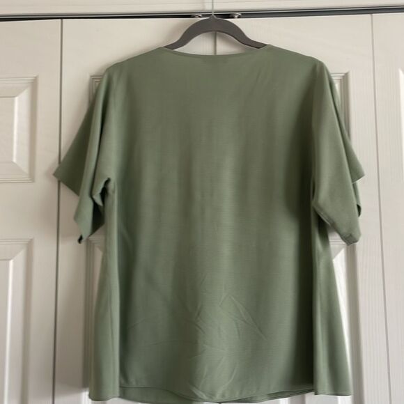 Eileen Fisher silk georgette crepe flowy short sleeve blouse XS - Picture 6 of 6